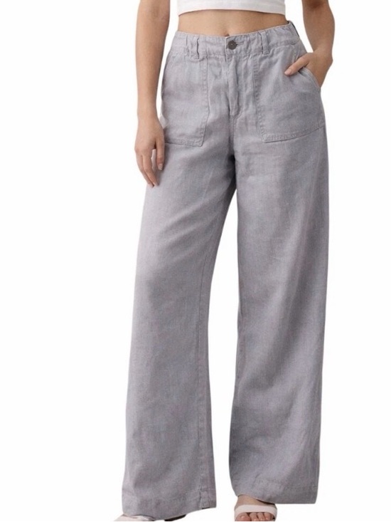 Adrienne Vittadini Pants - Adrienne Vittadini Light Gray Wide-Leg Linen-Blend Pants size 14